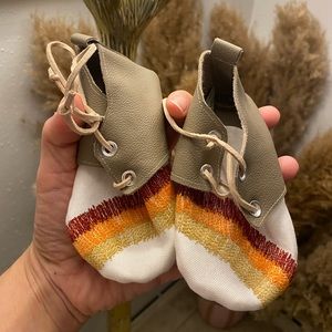 Brand new, never worn! BOHO aesthetic rainbow moccasin boots with soft soles 🌈